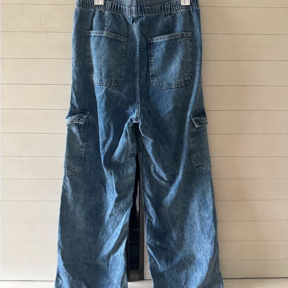 Women’s Blue Denim Cargo Pants - Picture 4 of 4